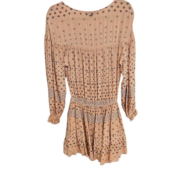 O'Neil Amaryn Mini Dress Ballon Sleeve Vneck Bohemian Dress - Picture 3 of 9